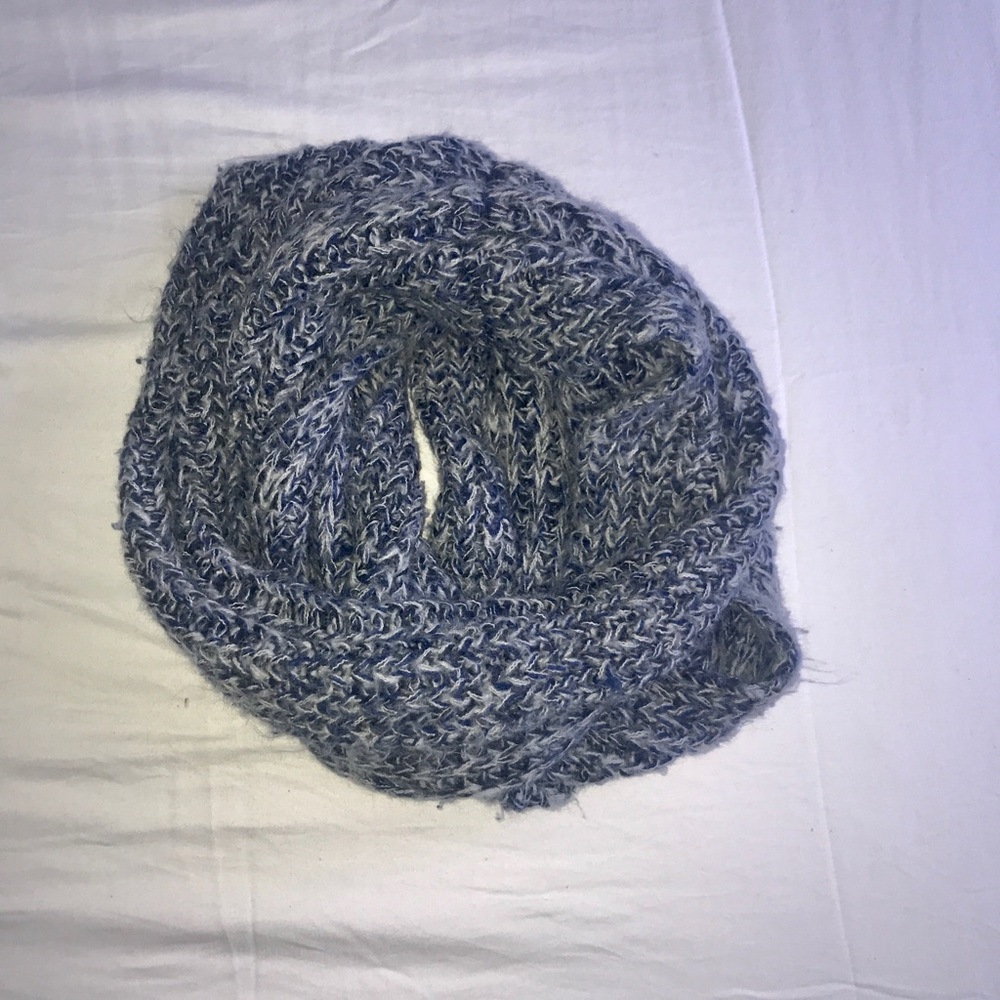Blue & Grey Knitted Infinity Scarf